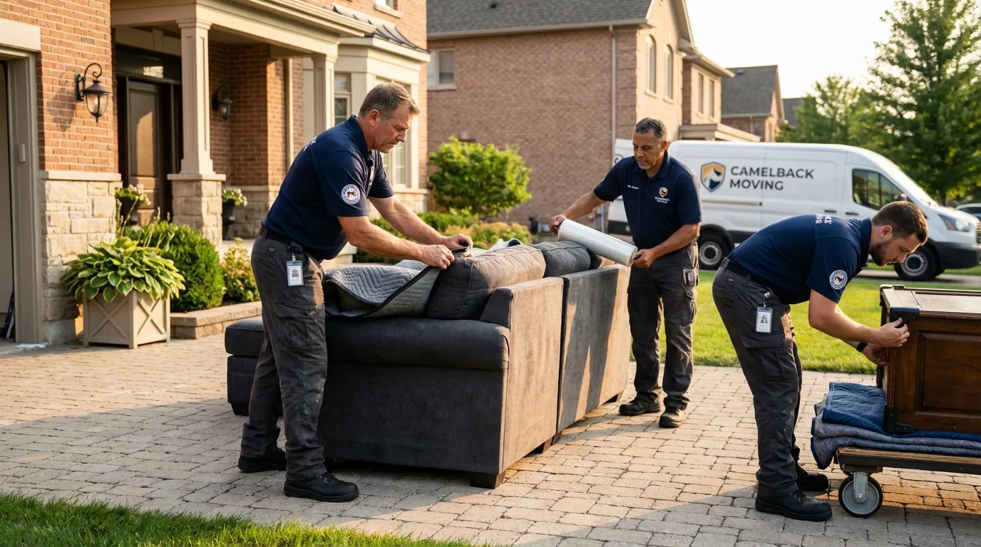 Large estate moving crew wrapping furniture in Victoria, TX